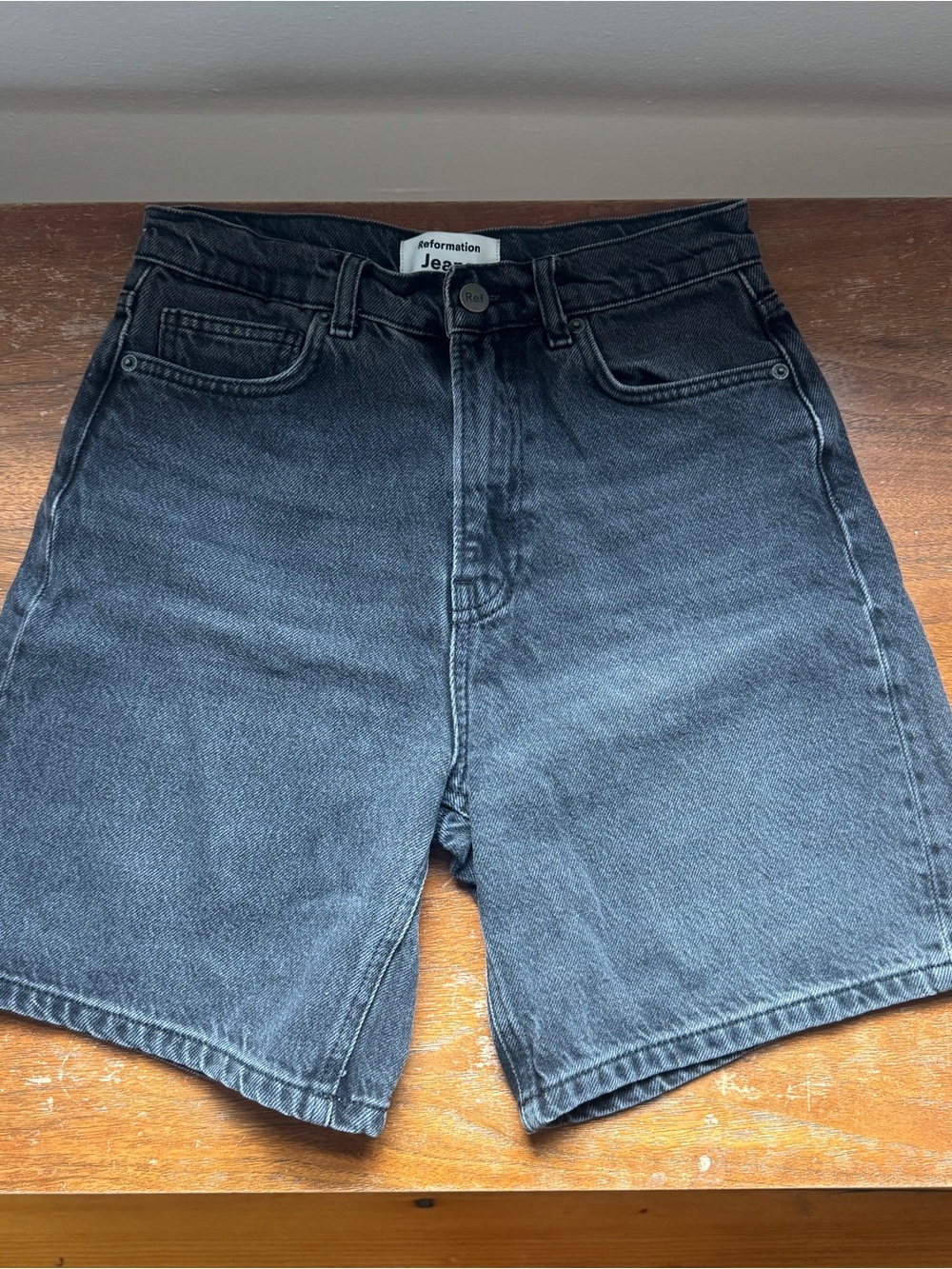 Reformation Black Denim Jean Sammie Shorts